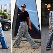 Tres mujeres usando jeans con apliques