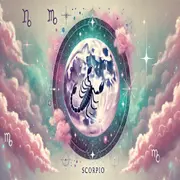 Imagen de la luna con el símbolo del escorpión en el centro.