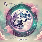 Imagen de la luna con el símbolo del escorpión en el centro.