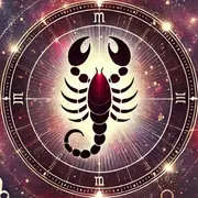 La rueda zodiacal, con el símbolo del signo de Escorpio en el centro.