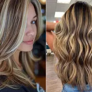 Dos fotos de dos mujeres con mechas chunky en el pelo.