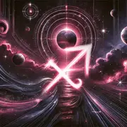 Foto espacial con tonos violetas, rosas y negros de mercurio retrógrado en sagitario