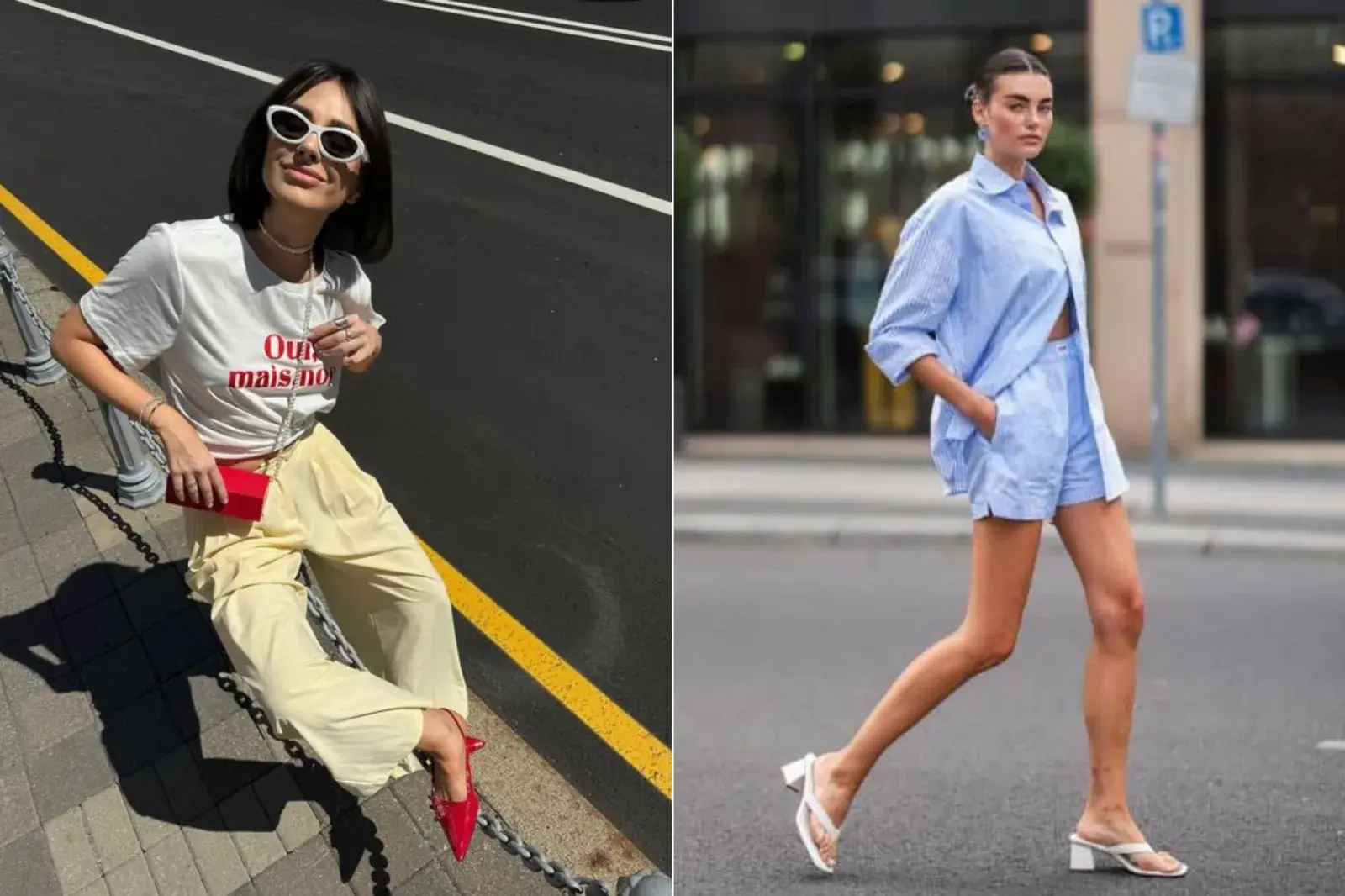 Dos fotos de modelos mujeres usando colores tendencia de verano.