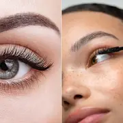 Dos fotos de dos ojos femeninos.