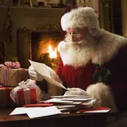 Papá Noel lee una carta en vísperas de Navidad.