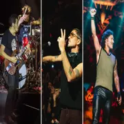 Divididos, Emmanuel Horvilleur y Diego Torres sobre el escenario.