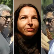 Ricardo y Chino Darín en el sepelio de Alejandra Darín.