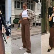 Tres mujeres usando jeans en color marrón