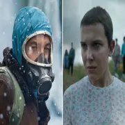 Fotos de Ricardo Darin en El eternauta y de Stranger Things.