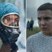 Fotos de Ricardo Darin en El eternauta y de Stranger Things.