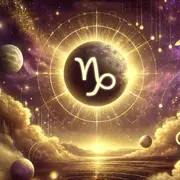 Símbolo de Capricornio en un fondo planetario.