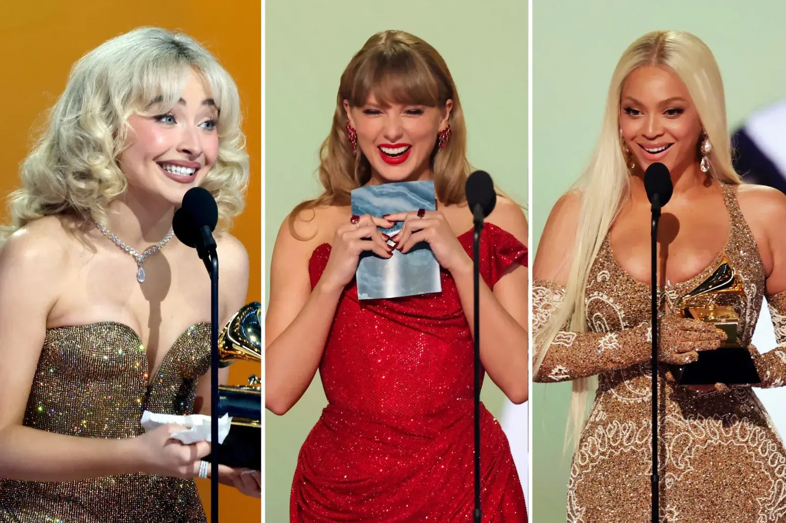 Foto de artistas en los Grammys.