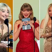 Foto de artistas en los Grammys.