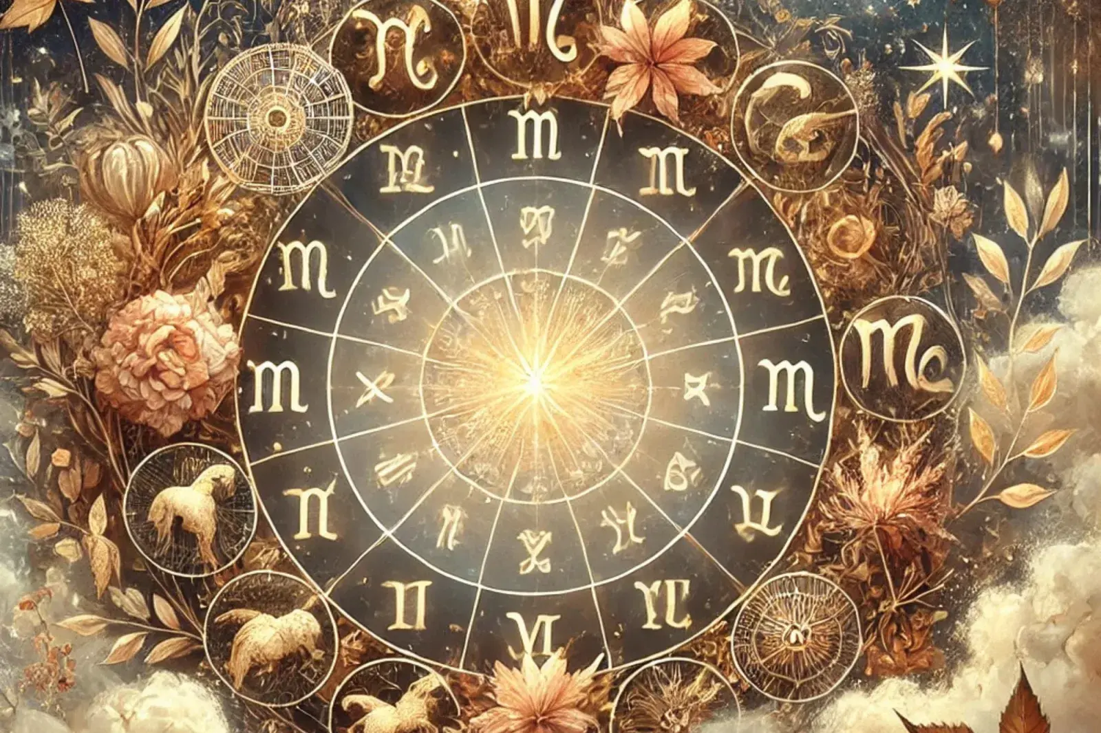 La rueda zodiacal, con los símbolos de los 12 signos astrales.
