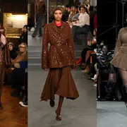 Tonos marrones de la tendencia mocha mousse, el color Pantone del año, en New York Fashion Week