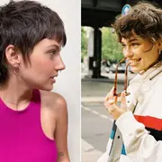 Dos mujeres usando el pelo corto