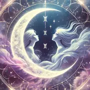 Una Luna y la imagen de dos mujeres dentro de la Luna.