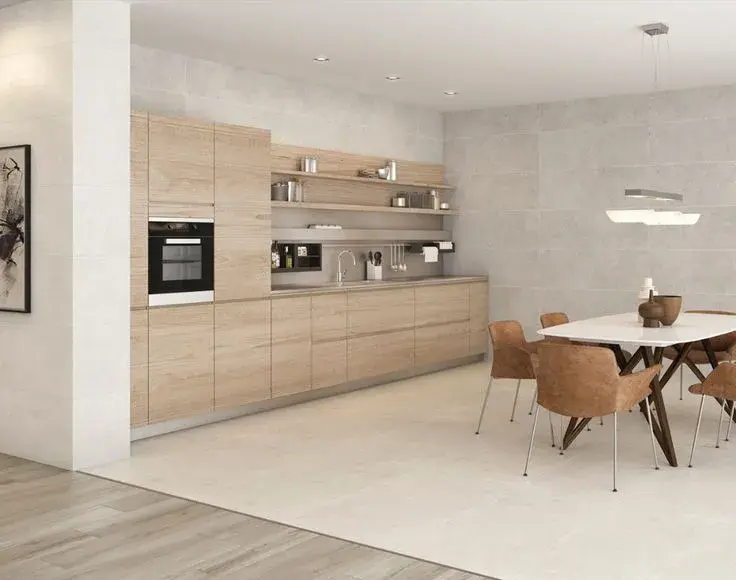 Cocina con tonos color piedra