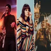 Norah Jones, Julian Kartún y unas chicas brindando con copas de vino.