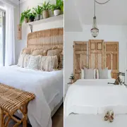 Con maderas viejas o tejido. Existen varias opciones para hacer un respaldar de cama bonito