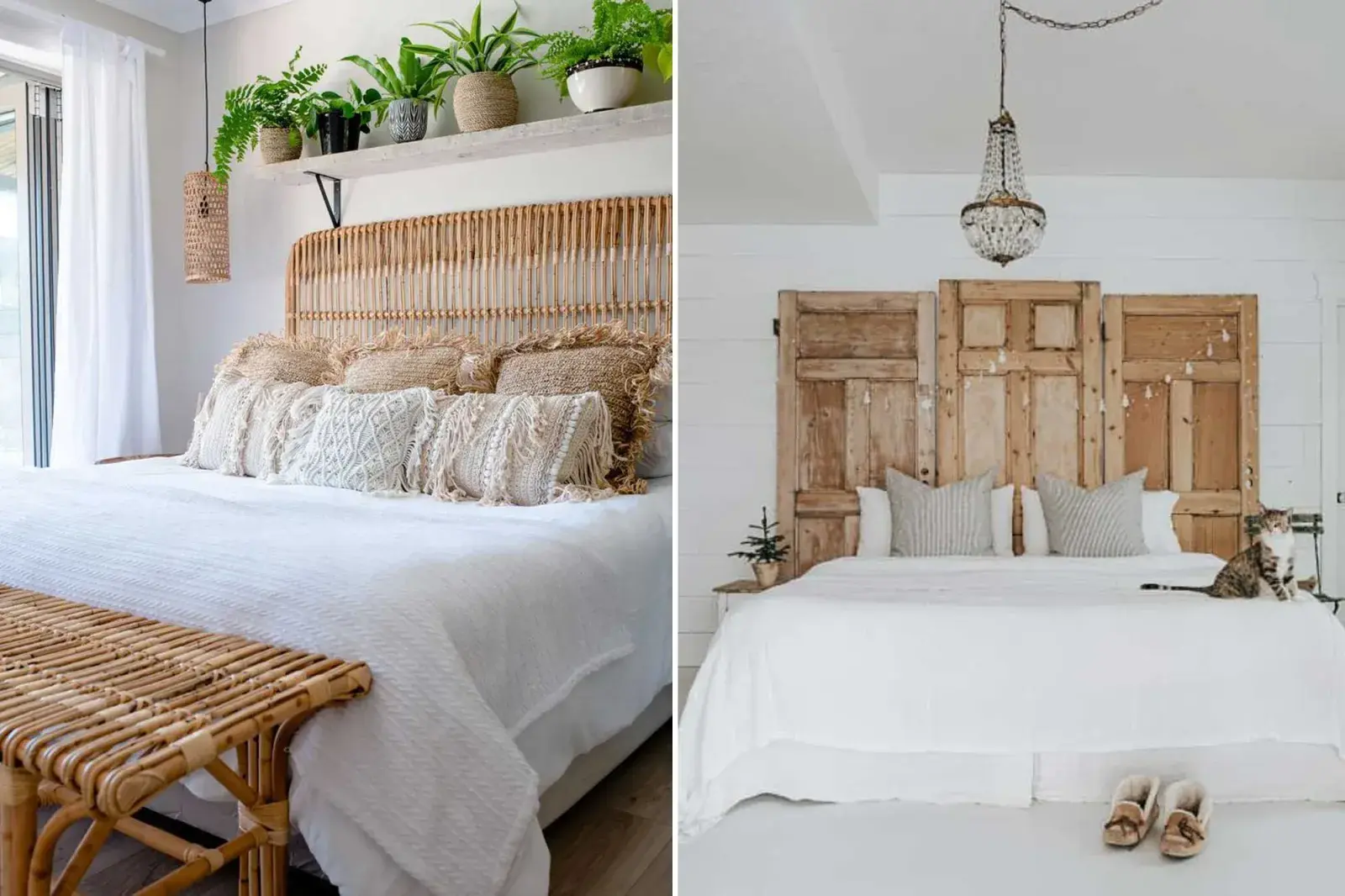 Con maderas viejas o tejido. Existen varias opciones para hacer un respaldar de cama bonito