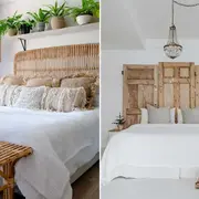 Con maderas viejas o tejido. Existen varias opciones para hacer un respaldar de cama bonito