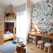 Cama (Mesopotamia). Mueble organizador con escritorio realizado a medida en paraíso (Mercado Amor Omnia Vincit). Mural (Edición Particular).