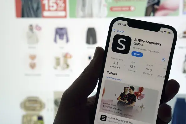 Pantalla de la app Shein