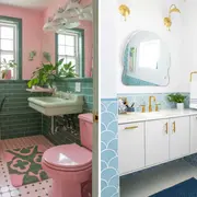 Baños con colores protagonistas donde el blanco queda en el olvido