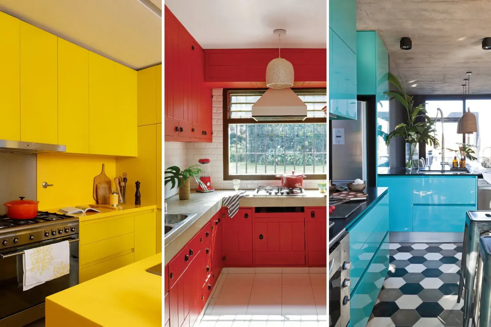 La paleta de colores es amplia y ya no hay tonos prohibidos para la cocina: amarillo, tomate y turquesa son un sí.