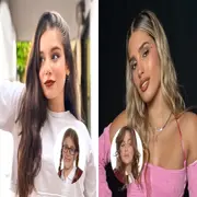 Foto de Julieta Poggio y Albana Fuentes con unos círculos de Patito y Antonella