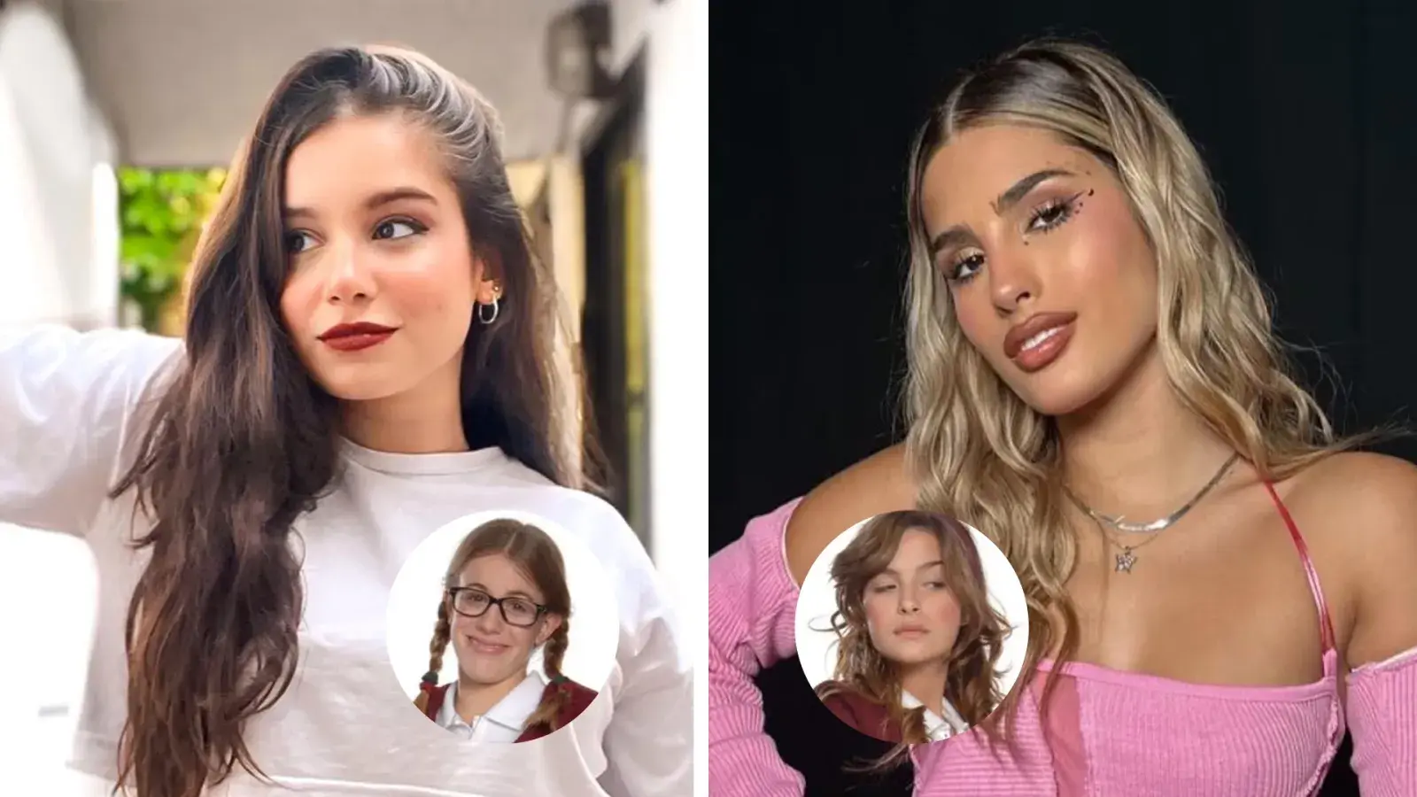 Foto de Julieta Poggio y Albana Fuentes con unos círculos de Patito y Antonella