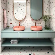 Baño con paredes terrazo