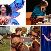 Fotos de diferentes planes: Katy Perry, Mariana Enriquez, gente haciendo yoga.