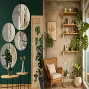 Rincones con espejos, estantes, plantas y cuadros para decorar la casa