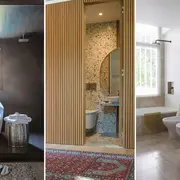 Paneles varillados, iluminación estratégicas, mamparas que suman y detalles que hacen la diferencia en los baños.