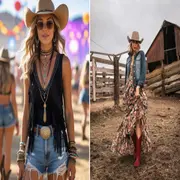 Esta tendencia celebra la fusión entre lo bohemio y lo rural, con piezas icónicas que se reinventan para acompañar el ritmo de la mujer actual: libre, poderosa y con ganas de jugar con su estilo.
