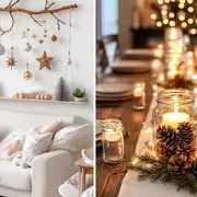 Este año, la tendencia navideña apuesta por mesas naturales, cintas de lino, velas beige y ramas verdes que evocan el minimalismo escandinavo.