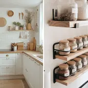 Los mini estantes se vuelven aliados clave para mantener el orden y sumar superficie útil sin comprometer la estética.