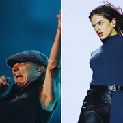 Foto de AC/DC y Rosalía.