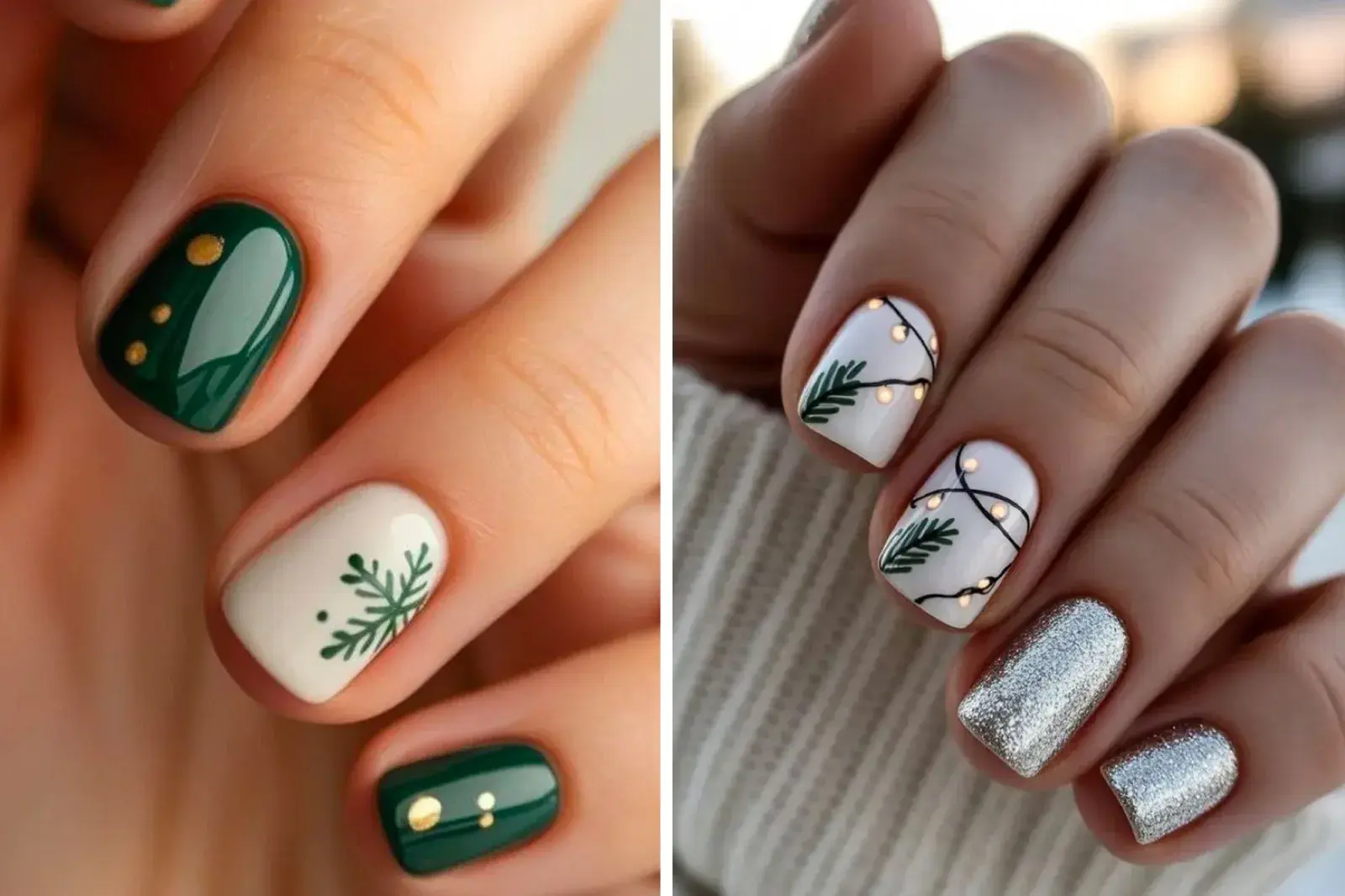 Las tendencias de uñas navideñas 2025 incluyen rojos clásicos, verdes profundos, brillos metálicos, copos de nieve y diseños minimalistas elegantes