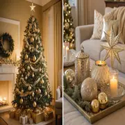 Combiná diferentes formas para darle dinamismo: estrellas, casitas, hojas y renos.