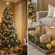 Combiná diferentes formas para darle dinamismo: estrellas, casitas, hojas y renos.