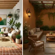 Los tejidos de algodón grueso, lana liviana o fibras naturales ayudan a crear un ambiente cálido sin sobrecargar el espacio.