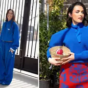 El cerúleo funciona especialmente bien como “golpe de color”. Un look neutro puede transformarse por completo con solo sumar un accesorio en este tono.