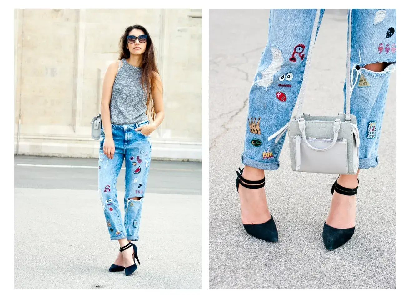 DIY distressed jeans with snakeskin boots