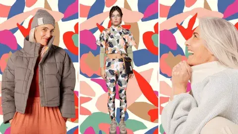 Chaqueta puffer ciré visón, calza amazonia y suéter peonia celeste, Guillermina Regalado Chaqueta puffer ciré visón, calza amazonia y suéter peonia celeste, Guillermina Regalado