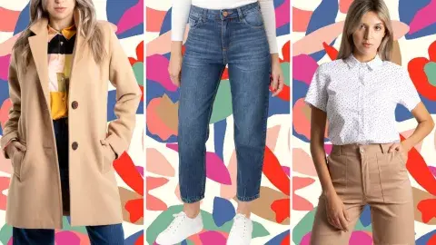 Tapado de paño, jean mom y camisa con estrellas, La Loca Rita Tapado de paño, jean mom y camisa con estrellas, La Loca Rita