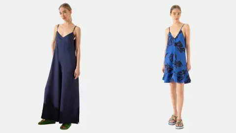 Jazmín Chebar: mono palazzo y vestido