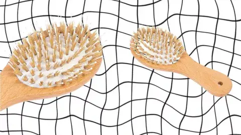 Cepillo anti frizz de madera de bamboo con cerdas combinadas Cepillo anti frizz de madera de bamboo con cerdas combinadas